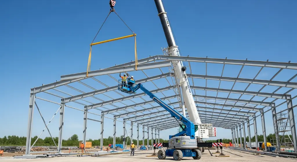 Egy modern acélcsarnok építése